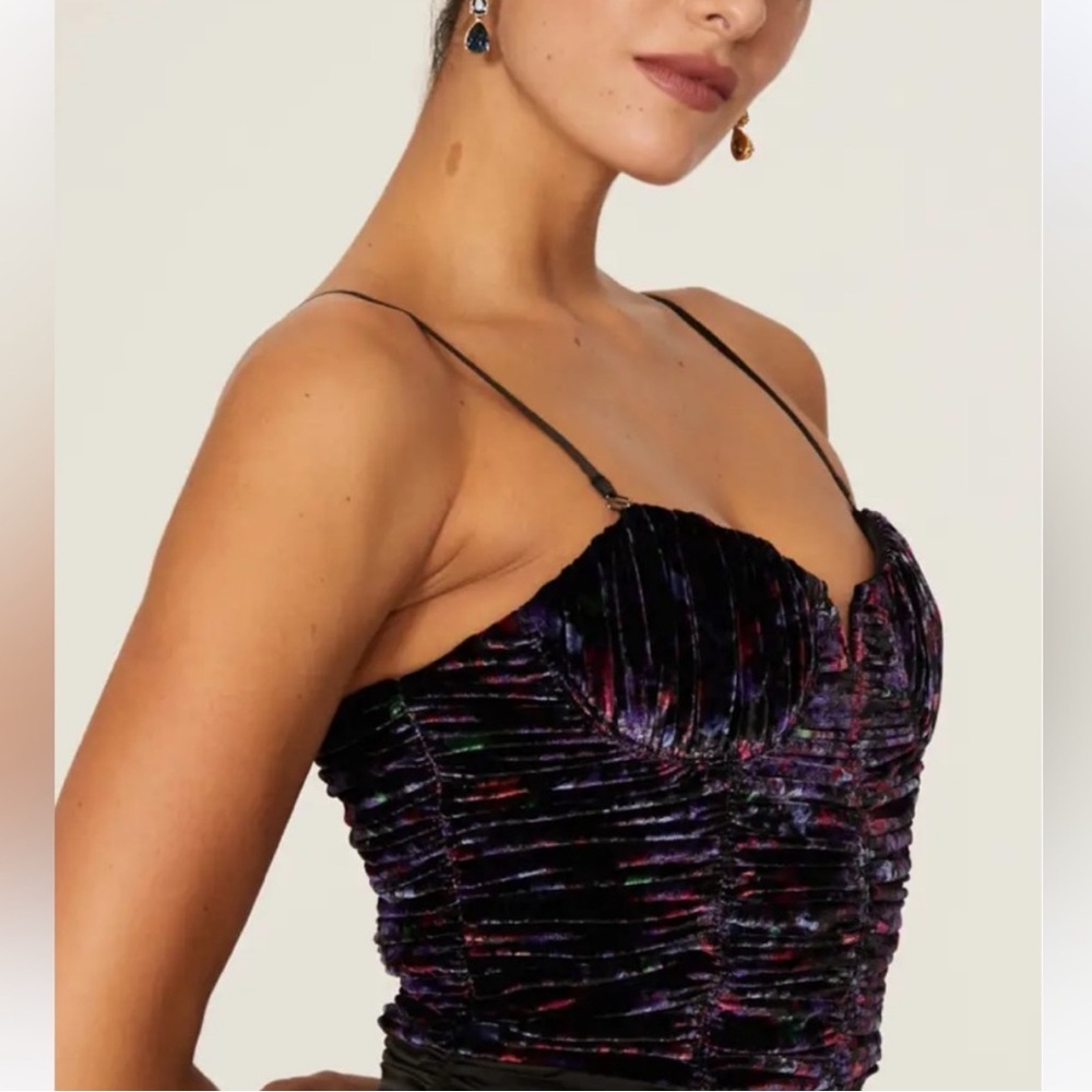 RAMY BROOKS Printed Velvet Corset Capone Top  • 6
